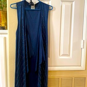 Crystal Suede long vest in navy